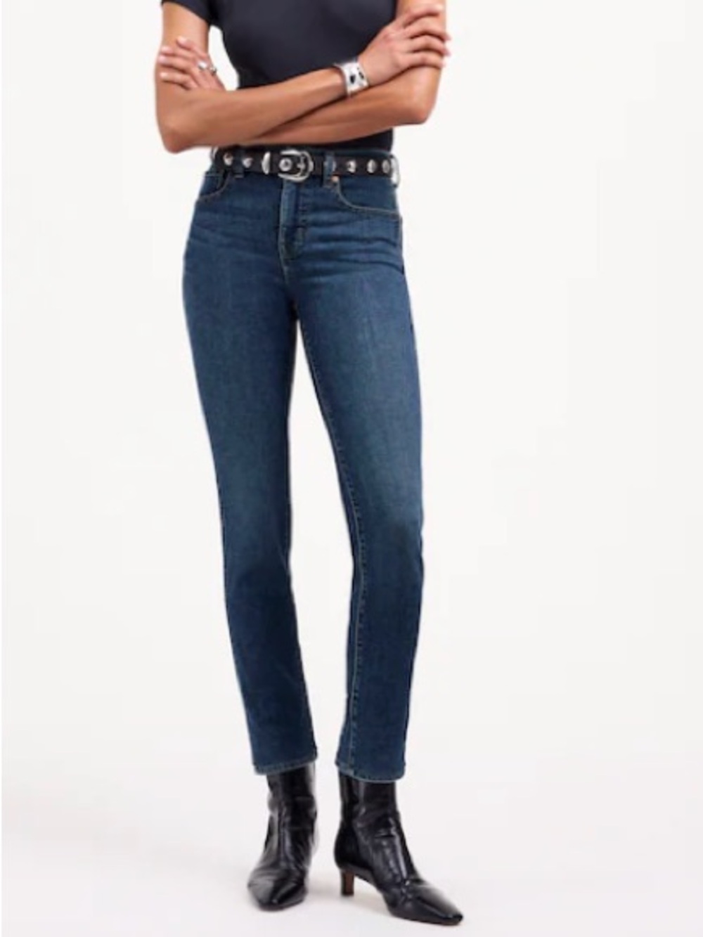 Madewell Curve Stovepipe Dark Blue Denim Jeans